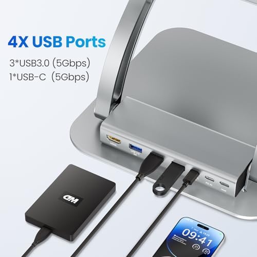 Transform Your Workspace with the Tounee Ergonomic Laptop Stand & USB-C Hub – Fast 100 W Charging, 4 K@60 Hz HDMI Output, 3 USB Ports for Effortless Device Connectivity – Ideal for 10-17″ Laptops & Mac Book in Stylish Gray Finish
