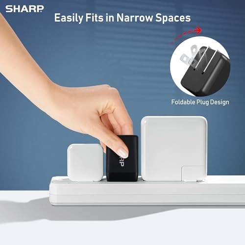 Optimize Your Charging Routine with the Sharp 35 W Dual USB-C Charger – Compact Ga N Fast Charging Adapter for i Phone 15, i Pad Pro, and More – Foldable, Portable Design for Effortless Charging Anywhere – Versatile Compatibility for All Your Essential Devices