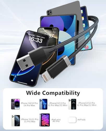 Magnetic Keeper USB A to Lightning Cable – 5 ft Braided Fast Charging Cord for i Phone 14/13/12/11 – Enhanced Anti-Drop Design and Efficient Cable Management for Optimal Performance and Durability