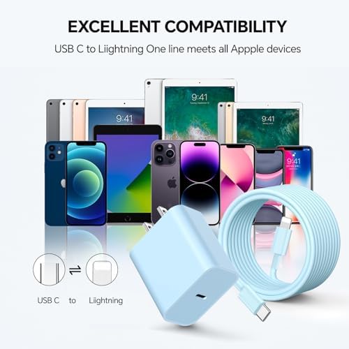 Fast Charge Your i Phone with 20 W USB C Charger Duo – 2-Pack Type C Wall Charger & 6/10 FT Lightning Cables for i Phone 14/13/12/11 Pro, i Pad Compatibility – Durable, Portable, Optimal Power Output for Efficient Charging