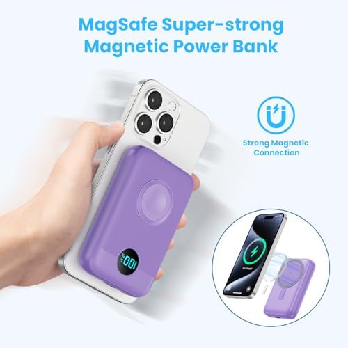 Revolutionary 4-in-1 Magnetic Portable Charger 10800 m Ah – Rapid USB-C Power Bank with LCD Display, Fast Charging for i Phone 16/15/14/13/12 & Apple Watch – Sleek White Design for Ultimate Compatibility and On-the-Go Convenience