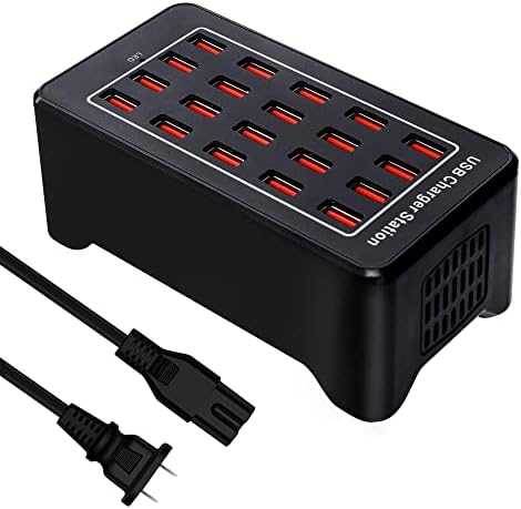 Ultimate 100 W 24-Port USB Fast Charging Station – High-Efficiency Multi-Device Charger for Smartphones and Tablets, Ideal for Home and Travel Use – Compact Design with Advanced Safety Features and Enhanced Cord Management for Organized Charging Solutions
