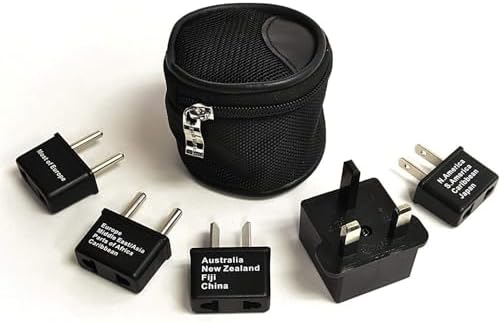 Ultimate 5-Piece Worldwide Travel Plug Adapter Set by Ceptics – Essential for Global Travelers with Enhanced Compatibility for Cell Phones, Laptops & Chargers – Ideal for Use in Over 50 Countries Including Europe, Asia & Africa – Compact Design with Travel Pouch for Easy Carrying – No Voltage Conversion Needed – Stay Powered Anywhere You Go!