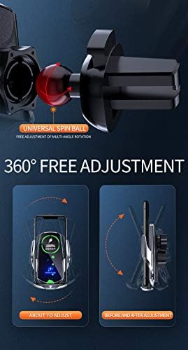Revolutionary 15 W Wireless Car Charger and Phone Holder – Effortless Automatic Clamping for i OS & Android Devices – 360-Degree Rotatable Air Vent Mount – Stylish Black Finish for Enhanced Vehicle Aesthetics and Convenience