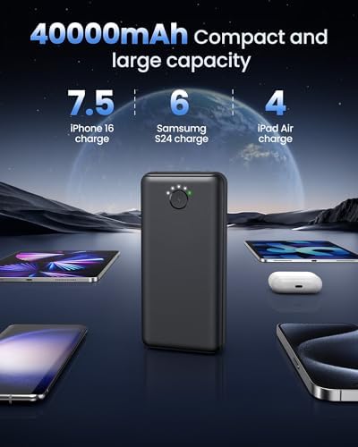 High-Capacity 40000 m Ah Portable Power Bank – 22.5 W Fast Charging USB-C External Battery Pack with Triple Output Ports for i Phone, Android & Samsung – Ultimate Travel Companion for Camping and On-the-Go Power Needs