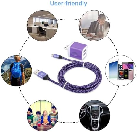 Ultimate Fast Charging USB Wall Charger Block with Dual Ports & 3 Pack 6 ft Type C Cables – Ideal for Samsung Galaxy S24/S23/S22/S21, i Phone 16/15, Google Pixel 9/8 Pro – Enhanced Compatibility & Speed for All Your Devices