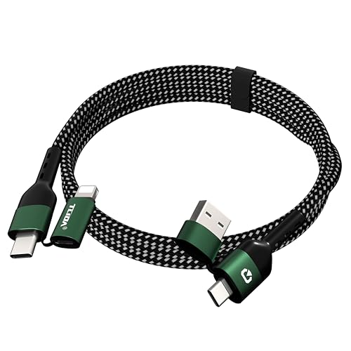 USB C for iPhone Cable, 66W 4 in 1 Charging Cable 4.4FT, Chubby USB A/C to C/liging with Light for iPhone 16e 16 15 14 Pro/MacBook/iPad/Samsung S25/Switch 2, Multi Chargers for All Devices – Enhanced Compatibility and Speed