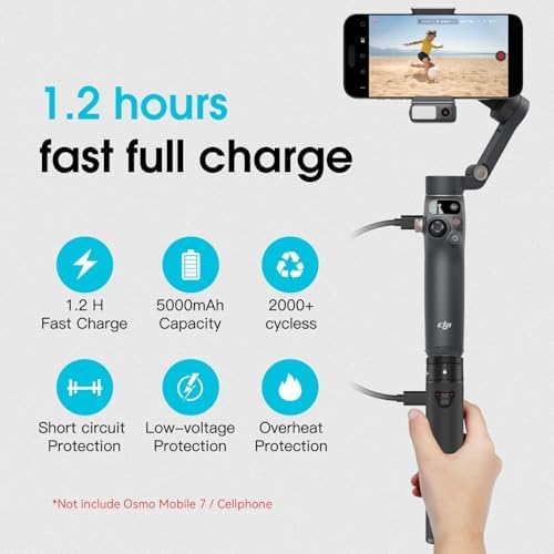 Smatree 5000 m Ah Portable Power Stick for DJI Osmo Mobile 6/7 – Versatile High-Speed Charging & Extension Rod for Extended Filming Sessions and Ultimate Convenience on-the-Go