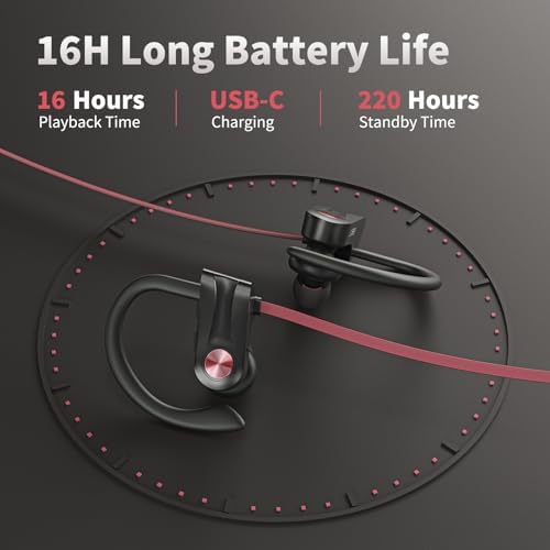 Premium IPX7 Waterproof Bluetooth 5.3 Earbuds – Wireless Sports Headphones with 16-Hour Playtime, Stereo Bass, and Secure Earhooks for Enhanced Performance in Running and Workouts – Ultimate Audio Freedom and Durability for Active Lifestyles