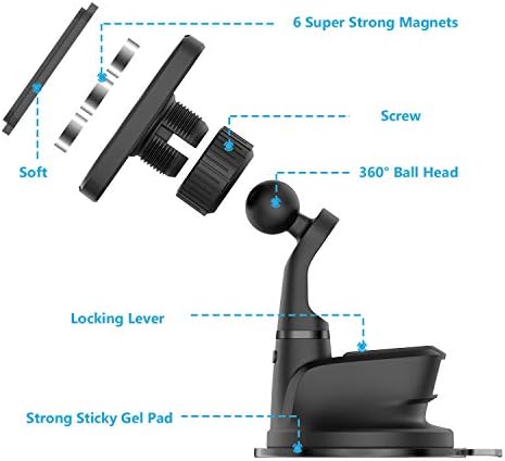 Wix Gear Universal Magnetic Dashboard Car Mount Holder – Premium Windshield & Dashboard Phone Mount with Strong Gel Adhesive for Enhanced Stability & Seamless Navigation Experience