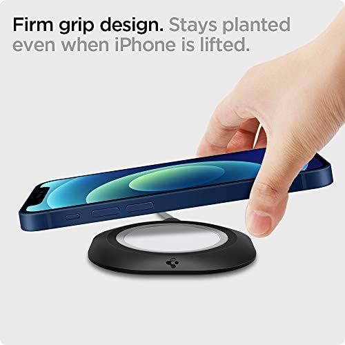 Spigen Mag Fit 2024 Mag Safe Charger Pad Cover Case for i Phone 16/15/14/13/12 & Air Pods Pro 2/4/3 – 25 W Fast Charging, Sleek Black Design, Optimal Performance & Compatibility – Ideal for Modern Tech Users