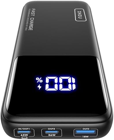Ultimate INIU Power Bank 20,000 m Ah – 65 W Compact Fast Charger for Laptops, Tablets & Smartphones – Multi-Device USB-C Travel Power Bank with PD & QC Technology – Ideal for Mac Book, i Pad, Steam Deck, i Phone 16/15, Samsung Galaxy S22 – Unmatched Portability & Efficiency