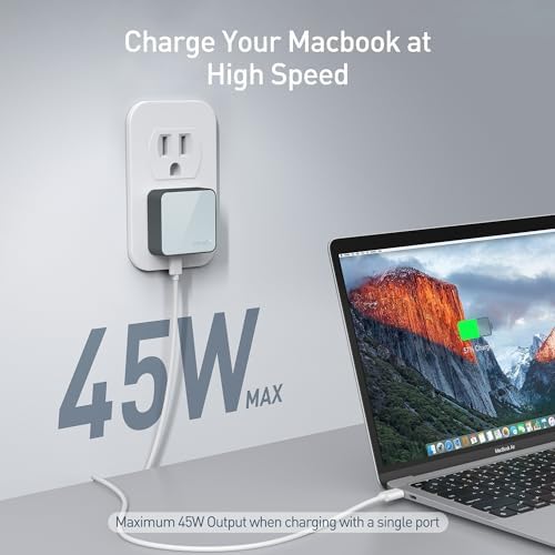 Nekmit 47 W Dual Port USB C Wall Charger – Compact Fast Charging Block for i Phone 15, Galaxy, Mac Book Air & More – PPS Technology for Optimal Device Compatibility and Speed – Sleek White Design for Home or Travel