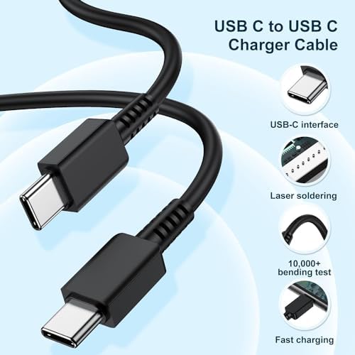 Super Fast 45 W Dual Charger Bundle: 10 ft USB-C Cable & Compact Wall Plug for Samsung Galaxy S25/S24/S23 Series – Optimal Charging Solution for Android Devices with Versatile Compatibility