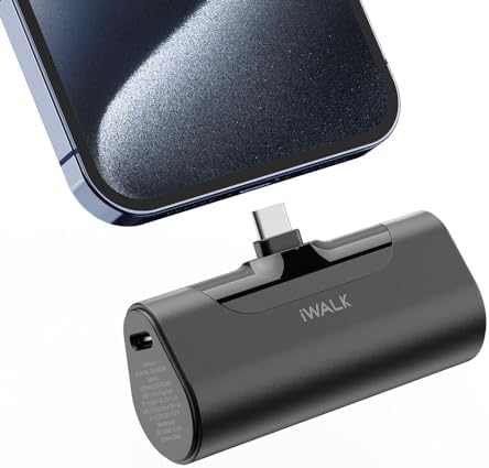 Ultra-Compact i WALK 4,500 m Ah Portable Charger for i Phone 16/15 & Samsung Galaxy S25/S24/S23 – Fast 20 W Power Bank with USB-C Connectivity for Seamless On-the-Go Charging – Lightweight Travel Essential for All Smartphones
