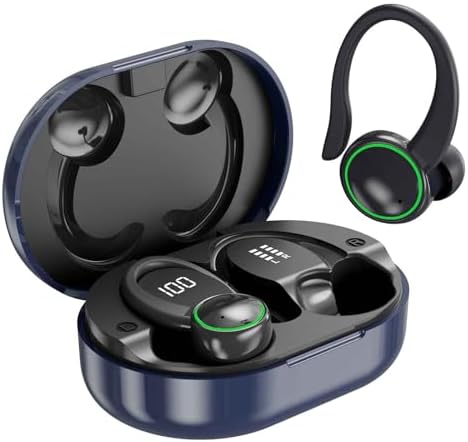 Elevate Your Active Lifestyle with Advanced Bluetooth 5.3 Wireless Earbuds – 50 Hours of Playtime, Superior Deep Bass, and 4 ENC Noise-Cancelling Mics for Crystal-Clear Sound – IP7 Waterproof Design with Secure Earhooks for Ultimate Comfort During Workouts and Outdoor Activities – Your Essential Fitness Companion for Uninterrupted Audio Adventure