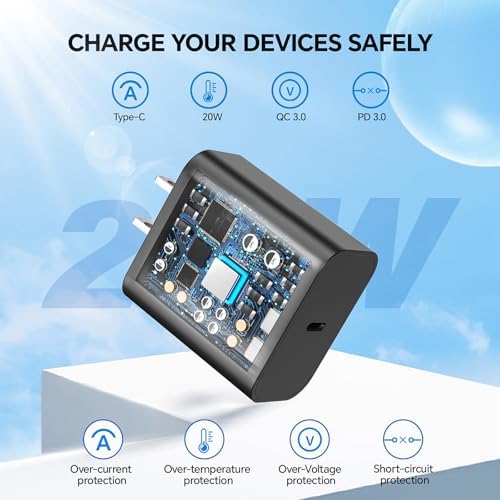 Lightning-Fast 20 W USB-C Wall Charger & 10 FT Cable for i Phone 15/16/Plus/Pro Max – Sleek Pink-Blue Power Adapter for Ultimate Charging Performance and Versatile Use