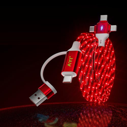 AYI 6-in-1 Universal Multi-Port Charger: Fast PD Charging Cable with USB A/Type C, Lighted Current Indicator, and Enhanced Device Compatibility for Smartphones, Laptops, and Tablets – Compact, Durable, and Travel-Friendly Solution