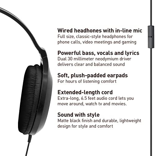Panasonic RP-HT161-K Ultra-Lightweight Over-Ear Wired Headphones for Music Lovers – Experience Enhanced Bass and Crystal Clear Audio – Perfect for Long Listening Sessions with 3.5 mm Jack Compatibility for Smartphones and Laptops – Soft Ear Pads for Maximum Comfort and Noise Isolation – Ideal for Daily Use and Commutes