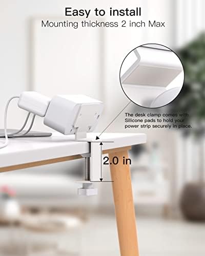 Power Up Your Workspace: 10 ft Desk Clamp Power Strip with 65 W USB-C Fast Charger & QC 18 W USB-A Ports – Ultimate Desktop Power Station for Home and Office Efficiency, Enhanced Surge Protection & Flexible Placement Solutions