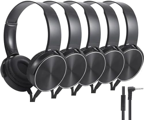 K-12 Classroom Headphones with Microphone – Durable Wired Student Audio Solution for Enhanced Online Learning, Travel & Library Use – Comfortable Fit, Adjustable Design, Superior Sound Quality & Device Compatibility for Kids – 2 Pack