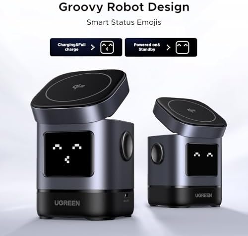 UGREEN Uno Qi2 Certified 15 W Wireless Charger Stand – Foldable 2-in-1 Charging Station for i Phone 16/15/14/13/12 Series & Air Pods 2/3/Pro – Enhanced Portability, Speed, and Security for Your Devices