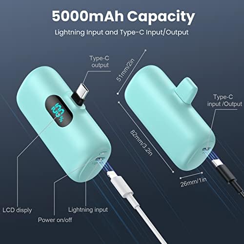 Ultra-Compact 5000 m Ah Power Bank – High-Speed USB-C Mini Portable Charger with LCD Display, Perfect for i Phone 16/15 Series & Android Devices – Lightweight Battery Pack for Travel and Daily Use, Enhanced Compatibility & Fast Charging Solutions