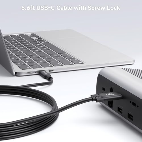 Cable Matters [USB-IF Certified] 20Gbps USB4 Cable with Side Screw Lock 6.6ft, Up to [8K@30Hz / 4K@120Hz Video, 240W Charging, 20Gbps Data Transfer] USB C Cable with Screw Lock/USB C Locking Cable – Enhanced Compatibility and Speed