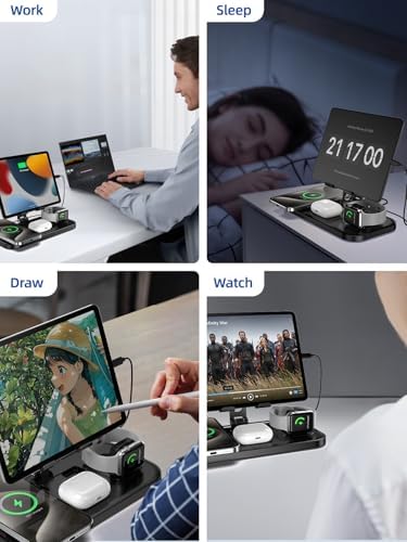 Revolutionary 4-in-1 Wireless Charging Station for Apple Devices – Fast Charge Your i Phone 16 Pro Max, Air Pods Pro 2, i Pad, and Apple Watch Series 8/9/10 Effortlessly with Enhanced Compatibility and Safety Features – Streamline Your Charging Experience Today!