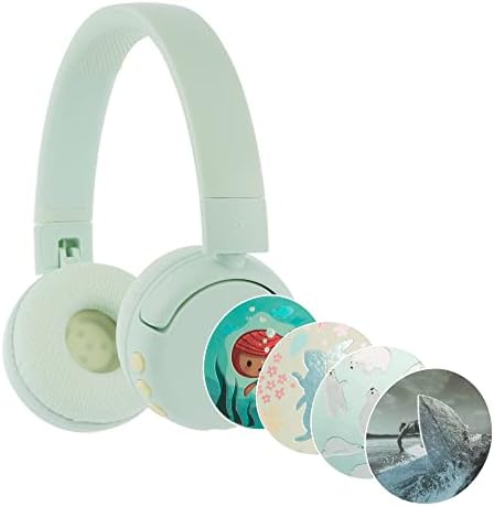 Kid-Safe Bluetooth Headphones in Vibrant Green – Buddy Phones POP for Young Listeners with Volume Limiting & Built-In Microphone – Portable & Foldable Design for Ultimate Comfort in Online Learning, Gaming, and Music Enjoyment – Compatible with i Phone, i Pad, Tablets, and PCs