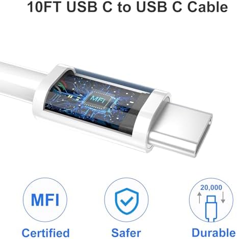 Swift Charge 20 W USB-C Charger for i Phone 15 & i Pad – 6 FT Cable Included – Rapid Power Solution for i Phone 16 Pro Max, i Pad Pro, Mini & Air – Lightweight, Durable, and Versatile Charging Block for All Your Devices – Say Goodbye to Long Wait Times with Enhanced Compatibility and Safety Features