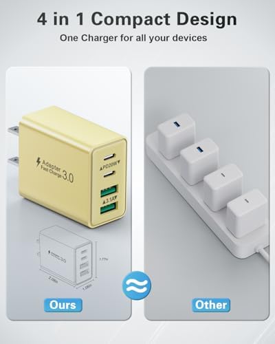 40 W Dual PD Fast Charging 4-Port USB C Charger Block Duo – Universal Compatibility for i Phone 16-11 Pro Max & Samsung Devices – Efficient Multi-Device Power Adapter for Home, Office, and Travel Use