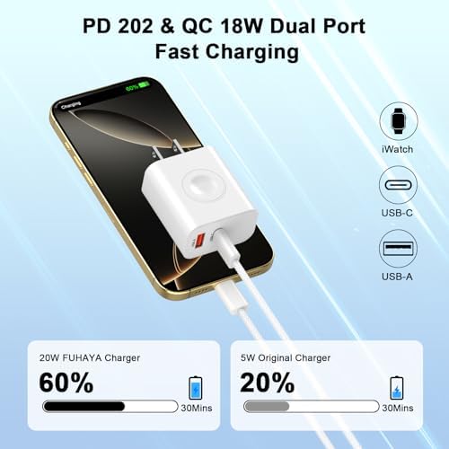 Revolutionary 20 W Magnetic Wireless Charger for Apple Devices – Ultra-Fast Dual USB-C Charging Block for i Watch Ultra/10/9/8/7/6 & i Phone 16/15 Pro Max – Compact 3-in-1 Travel Charger for Optimal Portability – Durable Design for Enhanced Efficiency and Quick Power Delivery – Maximize Your Charging Convenience with Seamless Device Compatibility