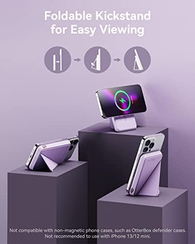 VOLTME Magnetic Power Bank 5,000 m Ah – Foldable Wireless Charger with Kickstand and USB-C Port for i Phone 16/15/14/13/12 Series – Dove Grey, Effortless Alignment for Seamless Charging and Enhanced Portability, Unmatched Battery Performance with American Amprius Technology, Perfect for On-the-Go Use and Reliable Connectivity