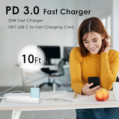 Ultimate Fast Charging Solution for i Phone: MFi Certified 10 FT Type C Charger 2-Pack with 20 W USB-C Power Adapter – Optimal Compatibility for i Phone 14, 13, 12, 11, XS, XR, X & 8 Plus – Experience Unmatched Speed and Durability for All Your Charging Needs