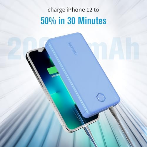 Ultra-Slim 20000 m Ah Portable Power Bank with PD 20 W & QC 3.0 Fast Charging – Dual USB-C Ports for Quick Simultaneous Charging – Compatible with i Phone 16/15/14/13/12, Samsung S22/S21, Google Pixel & More – Enhanced Safety Features for Reliable Performance – Perfect Travel Companion in Stylish Blue