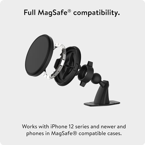 Mous Mag Safe Car Mount Phone Stand – Secure Suction Mount for i Phone 16/15/14/13/12 Series | Effortless 360° Rotation & Magnetic Alignment for Ultimate Convenience | Ideal for Hands-Free Navigation and Streaming