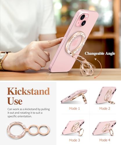 GVIEWIN Magnetic Phone Ring Holder, Compatible with MagSafe Phone Grip with Adjustable Stand, Magnet Phone Ring Kickstand for iPhone 16 Pro Max/Plus/15/14/13/12 Series/Other Phones (Purple) – Enhanced Compatibility and Speed