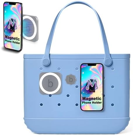 Vibrant Hot Pink Magnetic Phone Holder for Bogg Bag Accessories – Effortless Hands-Free Access for i Phone & Android Devices – Perfect Beach Tote Companion for Stylish Organization and Secure Attachment