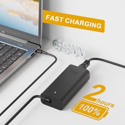 High-Efficiency 65 W Dell Latitude Charger HA65 NM190 with USB-C Connector & Power Cord – Rapid Charge for Latitude Models 5400, 5410, 5420, 5430, 5440, 5450, 7400, 7410, 7420, 7430, 7440, 7450 – Enhanced Safety Features & 30-Day Money-Back Guarantee – Perfect for Reliable Laptop Power Solutions