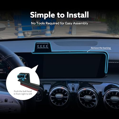 Phone Holder for Mercedes Benz A-Class 2019-2024 & GLB 2020-2025 & GLA 2021-2025 & CLA 2020-2025 & EQB 2022-2024 10.25-inch Screen Vehicle-Specific Phone Mount 360° Rotation Holder for Phones – Enhanced Compatibility and Speed