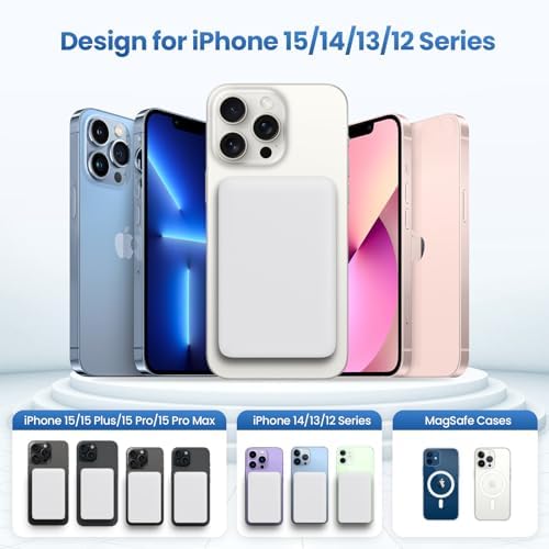 Sleek Magnetic Wireless Power Bank 5500 m Ah – Ultra-Slim Portable Charger with LCD Display for i Phone 16/16 Plus/15/14/13/12, PD Fast Charging USB-C, Effortless Magnetic Connection in Pink – Perfect for On-the-Go Power Solutions