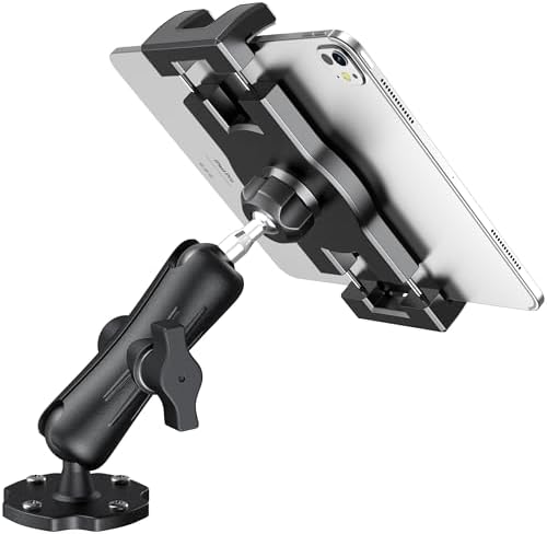 Premium Heavy Duty Tablet Mount for Trucks and Vehicles – Versatile Drill Base Holder for 4.7″-12.9″ Tablets, i Pads, and Smartphones – Durable Aluminum Arm for Maximum Stability – Adjustable Viewing Angles for Safe Navigation and Entertainment – Easy Installation for Dashboard, Walls, and Boats – Perfect Accessory for Road Warriors and Travelers