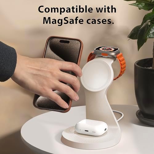 Ultimate 3-in-1 Mag Safe Charging Station for Apple Devices – Fast Wireless Charger for i Phone 16/15/14/13/12, Air Pods & Apple Watch with USB-C Compatibility – Sleek, Space-Saving Design for Home and Office Use