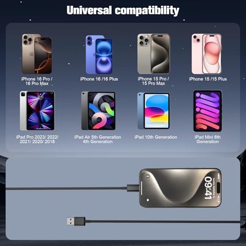 Premium Carplay Cable for i Phone 16/15 & i Pad – 6 ft USB A to USB C Charging & Sync Cord – Enhanced Speed & Compatibility for Seamless Connectivity in Your Vehicle – Durable White Design for Everyday Use – Ideal for i Phone 16/15 Pro, Plus & Max Models, i Pad 10 th Gen & Air – Elevate Your Driving Experience with High-Performance Data Transfer & Power Solutions