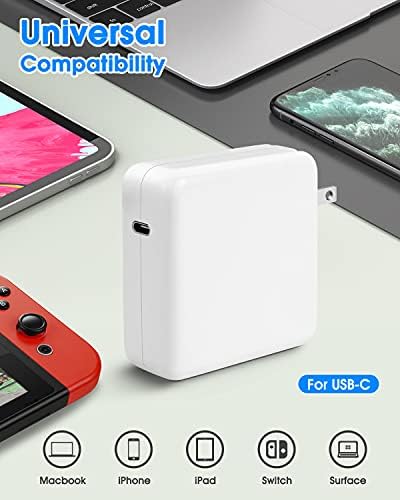 High-Speed 96 W USB-C Power Adapter for Mac Book Pro & Air – Ultimate Compatibility with 6.6 ft Charging Cable for Quick, Efficient Charging – Safeguard Your Devices with Intelligent Protection Technology – 12-Month Warranty Included