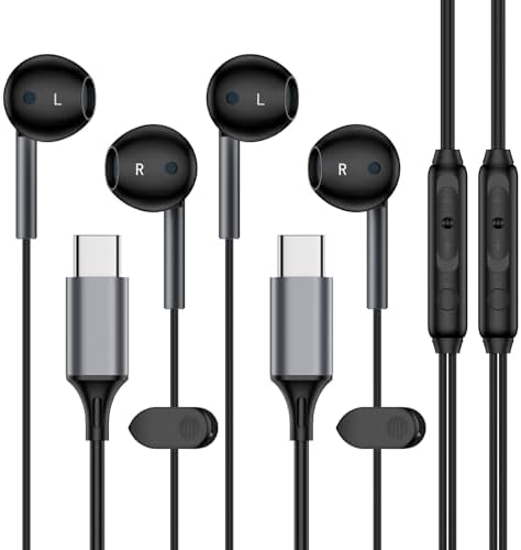 USB C Wired Earbuds for Galaxy S25/S24/S23, i Phone 16 & Pixel 9 a – Premium Hi-Fi In-Ear Headphones with Built-in Microphone for Seamless Connectivity, Lightweight Ergonomic Design for Ultimate Comfort, and Tangle-Free Durability for Everyday Use