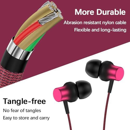 USB C Wired Earbuds: Premium Noise Cancelling Hi-Fi Stereo Earphones with In-Line Mic & Volume Control for Samsung S25, S24 FE, i Phone 16 – Durable Nylon Design for Ultimate Comfort & Longevity, Perfect for Galaxy A56, A55, A35 – Elevate Your Audio Experience Effortlessly