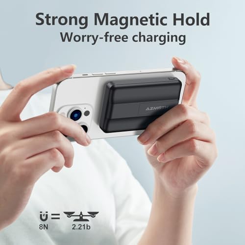 Azmuth Slim Magnetic Power Bank – 10,000 m Ah Wireless Charger with 22.5 W Fast Charging & Digital Display, Perfect for Mag Safe i Phone 16/15/14/13/12 Series – Lightweight, Portable Battery Pack for Seamless Charging on the Go
