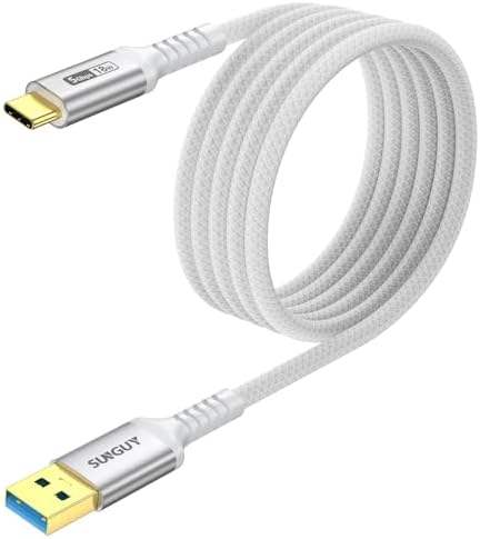 SUNGUY USB C Android Auto Cable 1FT[5Pack], 10Gbps USB C 3.1 Gen2 USB A to USB C Data Transfer Cable, 3A Fast Charging USB Type C Cord for iPhone 16 15 Pro/Pro Max/Plus, Samsung Galaxy S24, Pixel – Enhanced Compatibility and Speed